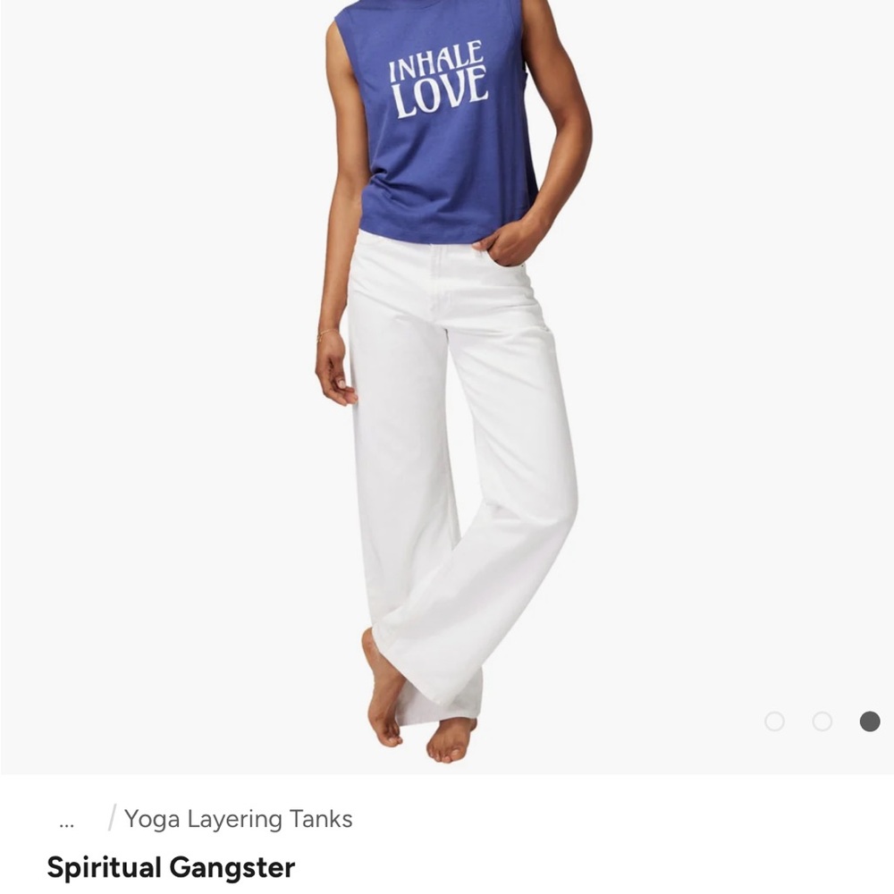 Spiritual gangster, and how love muscle tank top- blue size large.